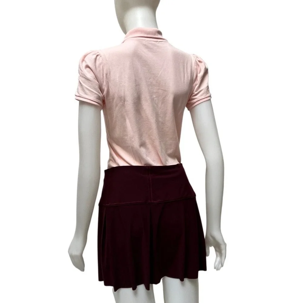 Lululemon Pace Rival Skirt Tall Burgundy Maroon Tennis Skort Sz 8 Preppy Sporty